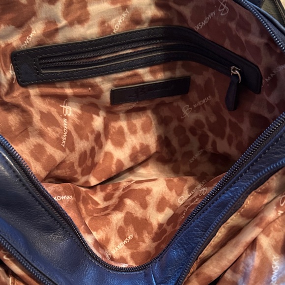 B. Makowsky Navy Leather Shoulder Bag - Picture 9 of 13